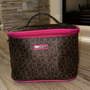 Calvin Klein Brown and Pink Cosmetic Case